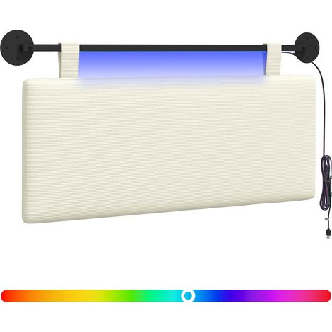 Hanging Headboard Cream Corduroy Fabric vidaXL