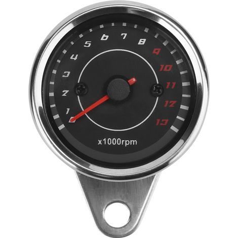 Tachimetro per moto – retroilluminazione – tachimetro – indicatore in alluminio – cassa argento / quadrante nero – ricambio
