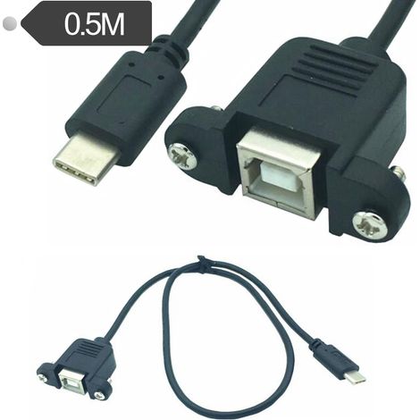 Câble TYPE-C mâle vers USB B femelle avec connexion pour écouteurs, câble de transmission de données, câble de panneau avant avec vis, 0,5 m. (1/5)