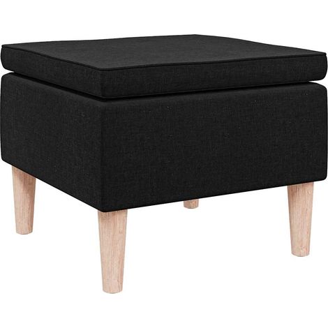 Tabouret,Repose-pied,Pouf avec pieds en bois Noir Tissu CFW266791 (1/4)