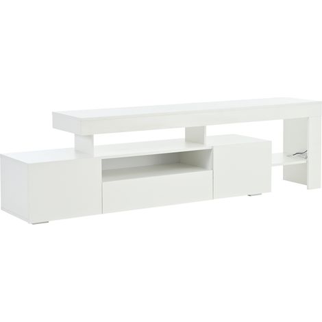 Mobile TV bianco con LED 192x37x53 cm lucido frontale 3 ante per TV fino a 85 pollici MODENUIT (1/5)