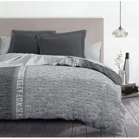 Housse de Couette - 3 Pièces Microfibre 2 Personnes 220x240 cm Newspaper Multicolore (1/2)