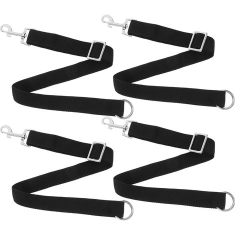4 Stück Verstellbare Nylon Gurtbänder für Pferde Wasser und Futtereimer Hochfeste Aufhängegurte für Pferdeanhänger und Stall Schwarz (1/5)