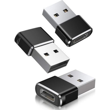 Adaptateur USB C Femelle vers USB A Mâle 3-Pack-Chargeur Type C USB A Convertir pour Apple Watch 7,iPhone 11 12 13 Pro Max SE 3,14,iPad Air 5 Mini 6,8-Chrom (1/4)