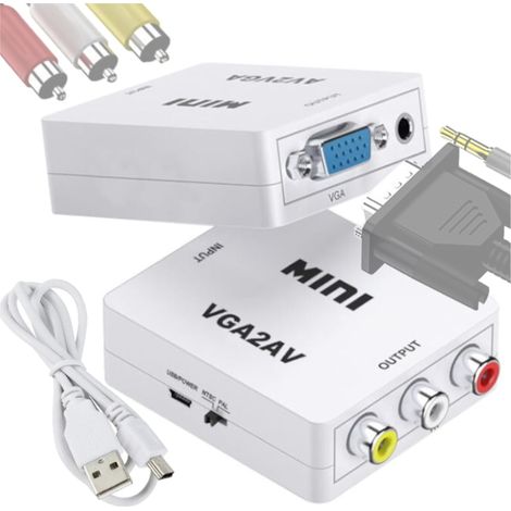 Convertisseur d'image VGA + prise jack 3,5 mm vers prise RCA AV (1/5)