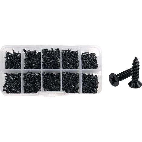 Juego de tornillos para madera, acero bajo en carbono, autorroscantes, juego B 700 piezas (1/2)