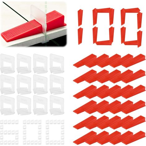 Système de nivellement de carrelage de 3mm de largeur de joint, 600 languettes de traction,100 pièces Cales réutilisables Ensemble,Système de nivellement pour carrelage de Carreaux épaisseur 3–12 mm