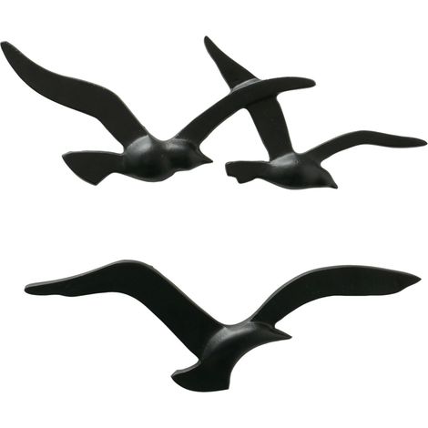 Boltze Wandobjekt Birdy schwarz, Wanddeko aus Metall, maritimes Motiv