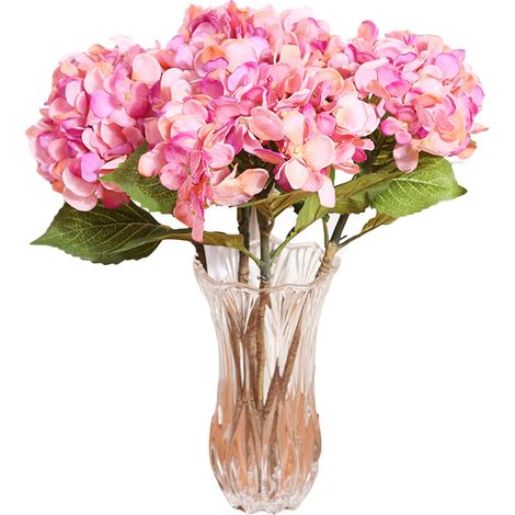 Bouquet D'Hortensias Artificiels - Fleurs En Soie Réalistes Pour Décoration Mariage Et Maison - Lot De 1 (1/2)