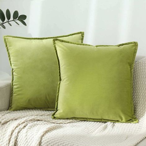 Stretch Cushion Cover Sofa Cushion Furniture Protector Cover Couch Sofa Seat Cover 2-Slice Cushion Cover for Chair (45x45cm, Grass Green) (1/4)