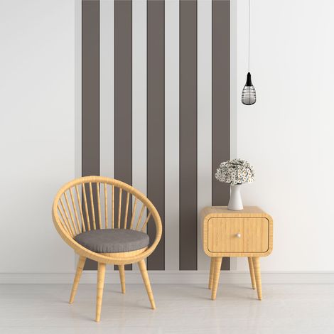Papier peint panoramique, rayure taupe vintage, tendance, 250 cm X 150 cm (1/5)
