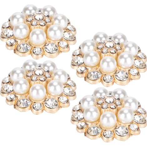 Lot de 4 clips de chaussures décoratifs en alliage de zinc et de fer, ornés de fleurs brillantes et tendance (1/5)