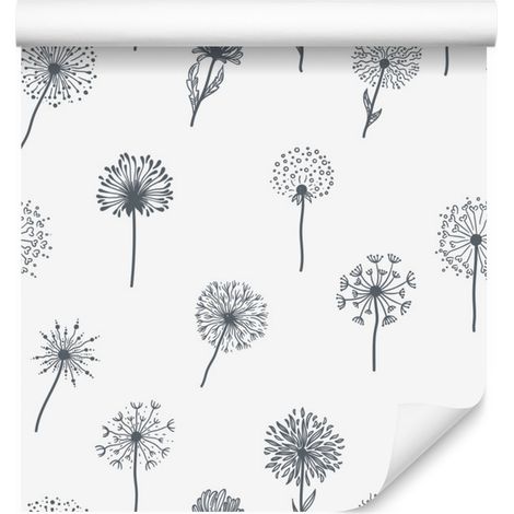 Papel pintado de dientes de león con flores silvestres para salón y dormitorio, 50x1000 cm. (1/5)