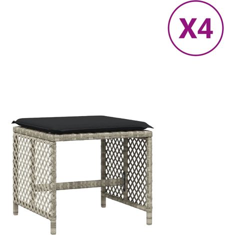Tabourets de jardin，Repose-pied et coussins lot de 4 gris clair 41x41x36 cm CFW48092 (1/5)
