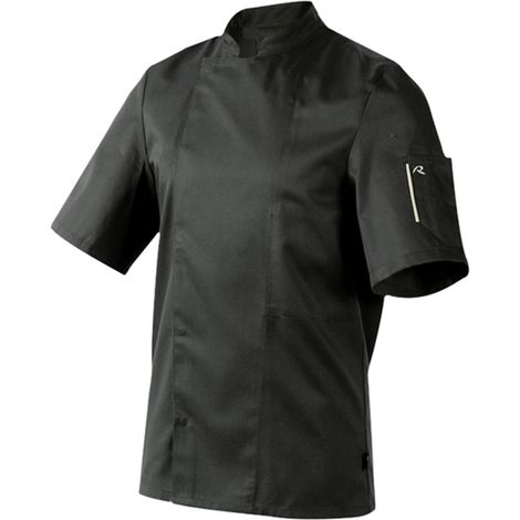Veste de cuisine mixte manches courtes Robur Nero Noir XXL