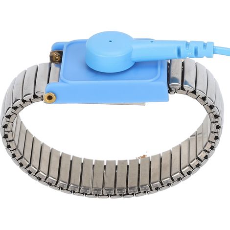 Bracelet antistatique poignet acier inoxydable resiste a l usure ajustable clip robuste cordon spiralé usine electronique (1/5)