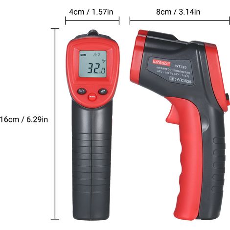 Thermomètre infrarouge sans contact Wintact -58 à 716 °F - Thermomètre numérique de précision à lecture instantanée pour aliments, eau, réfrigérateurs, CVC, mécanique automobile, électricité (1/3)