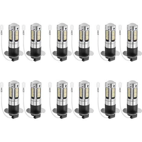 12 Stück H3 Superhelle LED-Nebelscheinwerfer-/Tagfahrlicht-Glühbirnen-Set 6000K Weiß()