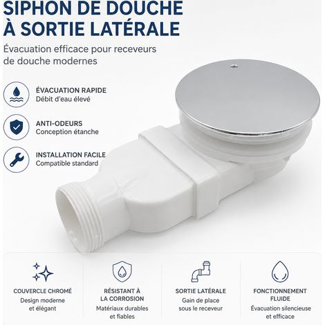 Bonde de douche ronde en plastique siphon d'évacuation avec couvercle 115 mm receveur salle de bain 220 g – Livraison gratuite (1/4)