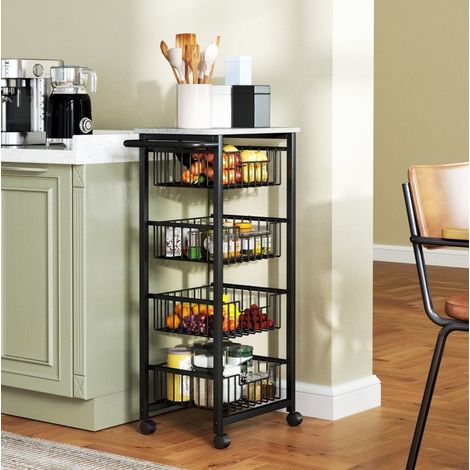 Carrito cocina con ruedas 4 cestas 49,5x31x91 cm OKMYHOME (1/5)