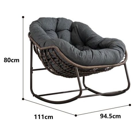 Chaise berçante, Chaise berçante de rotin para extérieur avec coussins, idéal pour balcon, salon, terrasse e jardin., meuble extérieur, design moderne