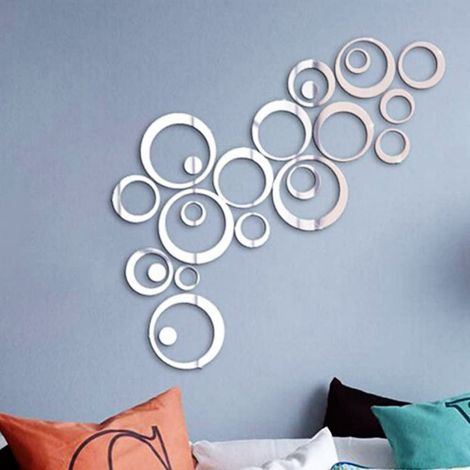 Sticker mural rond en miroir acrylique - XN020 Argent (1/5)
