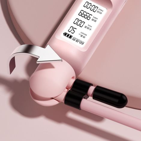 Corde à sauter sans fil avec compteur et compteur à écran LCD, lestée par une grosse boule, en fil d'acier, idéale pour la maison, l'intérieur et l'entraînement en extérieur, rose sakura. (1/5)