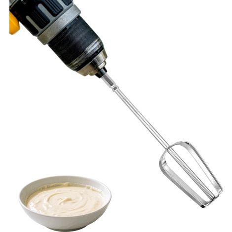Accessoires pour Batteur Main en Acier Inoxydable, Crème Beurre de Cacahuète Mélangeur Fouet Œuf Compatible avec la Plupart Des Perceuses Sans Fil Perceuse Non Incluse Style 2 (1/5)