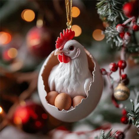 Ornement De Noel - Oeufs De Noël Avec Animaux Bébés Canards Dinosaures Serpents - Pour Arbre De Noël Guirlandes Et Cadeaux - Lot De 6 (1/5)