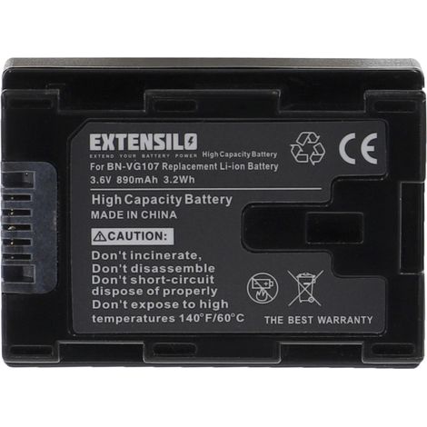 EXTENSILO Akku kompatibel mit JVC GZ-HM670, GZ-HM690, GZ-HM650BU, GZ-HM655, GZ-HM845, GZ-HM855, GZ-HM65, GZ-HM650 Kamera (890 mAh, 3,6 V, Li-Ion) (1/4)