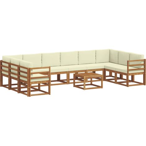 Conjunto de sofás de exterior con cojín 11 pcs Natural y Crema vidaXL (1/5)
