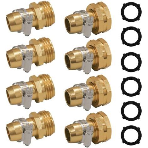 Connecteurs de service de tuyau d'arrosage avec clips pour raccords de tuyau d'arrosage 3/4" ou 5/8", lot de 4 (1/5)