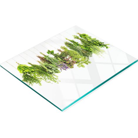 Küchenservierbrett aus Glas mit Kräutermotiven, 60 x 52 cm (1/5)
