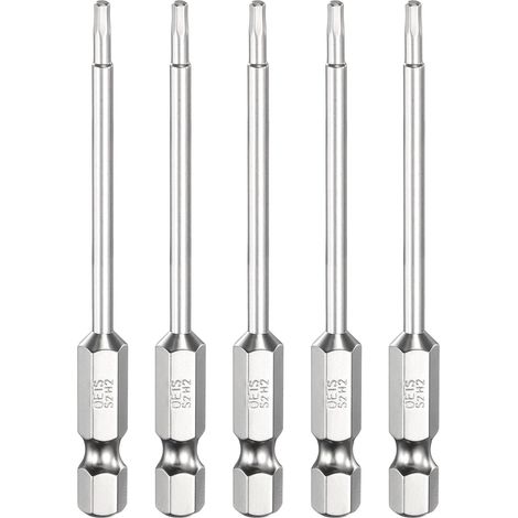 5Pcs H2.0 Embout de Tournevis à Tête Hexagonale 2.0mm Métrique Pointe Plate 1/4" Tige Hexagonale 75mm (3") Long Clé à Embout Magnétique Pour Perceuse à Vis, Douille Chromée (1/5)