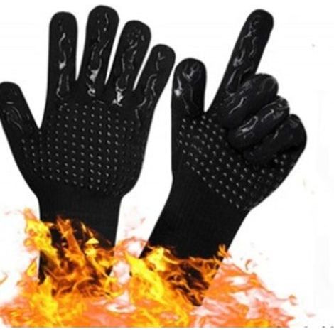 Barbecue noir, cuisine, silicone antidérapant résistant à haute température 800 degrés isolation thermique et anti - blanchiment micro Gants de poêle à vagues (1/5)