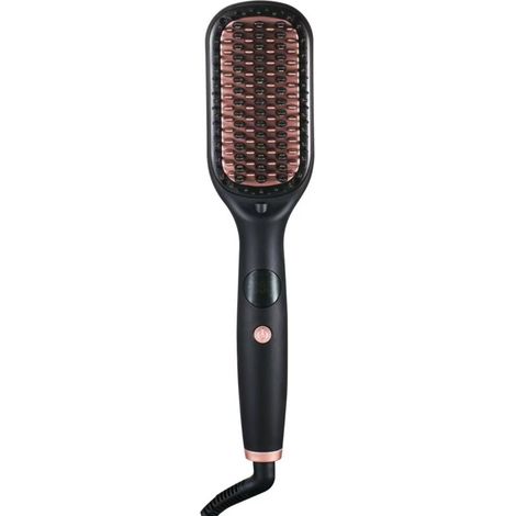 Cepillo alisador de cabello, peine alisador para mujer, calentamiento rápido en 20 segundos, generador iónico, pantalla LED, doble voltaje, negro (1/4)