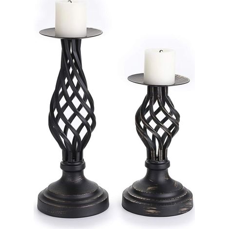 2 portacandele vintage in metallo a colonna, ideali per candele a LED e decorazioni per lampadari. (1/5)