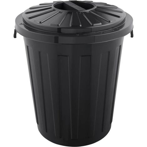 keeeper Maxi-Tonneau avec couvercle, polypropylène, 23 l, 36 x 42 x 36 cm, Mats, gris graphite