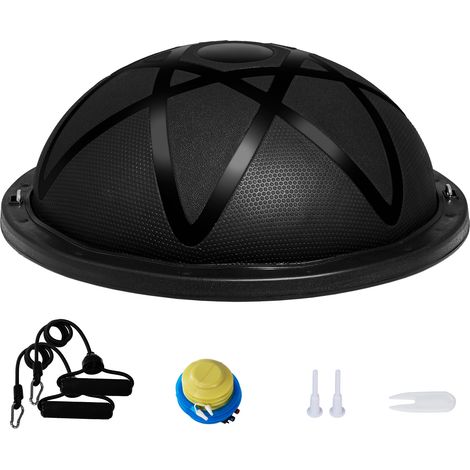 Mophorn Halb-Gymnastikball-Trainer, 23 Zoll Balance Ball, 660 lbs Kapazität, Yoga-Ball mit Widerstandsbändern und Pumpe, Kraft-Fitnessball für das Heim-Fitnessstudio, Schwarz