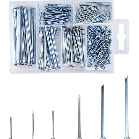 Clous À Mur - Lot De 280 Clous En Acier Pour Fixation Sur Bois Béton Plâtre - 6 Dimensions Différentes - 1 3x16 À 2 5x50 Mm