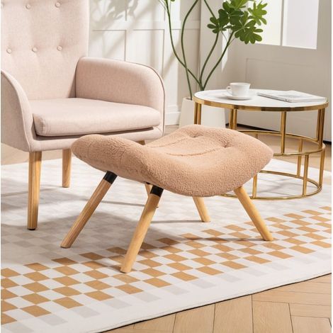 Sillón reposapiés tapizado marrón 67x45x38 cm OKMYHOME (1/4)