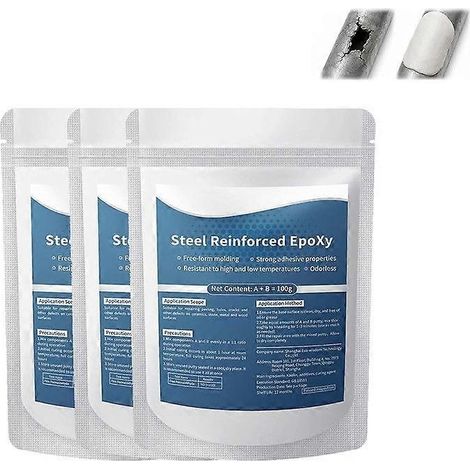 3 piècesPâte à modeler multi-usages haute résistance 100 g, colle argileuse forte pour le fer, pâte à modeler universelle pour piscine, idéale pour coller le plastique, le métal, la céramique, le bois (1/5)