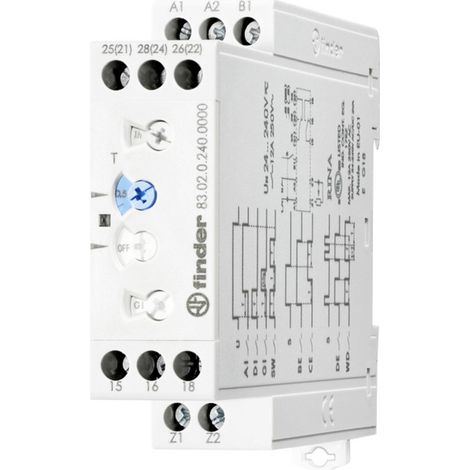 Finder 83.02.0.240.0003 Multifunktions-Zeitrelais mit 8 Zeitfunktionen Zeitrelais 24 V DC/AC, 240 V