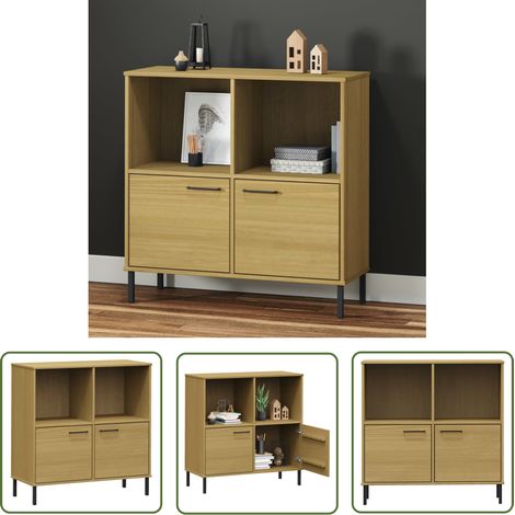 Étagère de Rangement Bibliothèque avec pieds, Montage facile, en métal Marron 90x35x90,5 cm Bois OSLO OIB7097E (1/5)