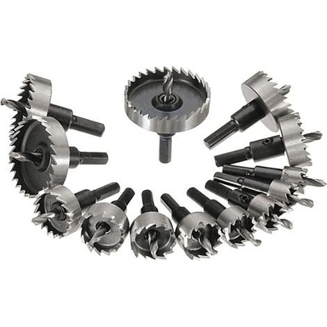 Scies-cloches en acier au tungstène – Lot de 13 pièces (Ø 16 à 53 mm) pour métaux, bois et cuivre (1/5)