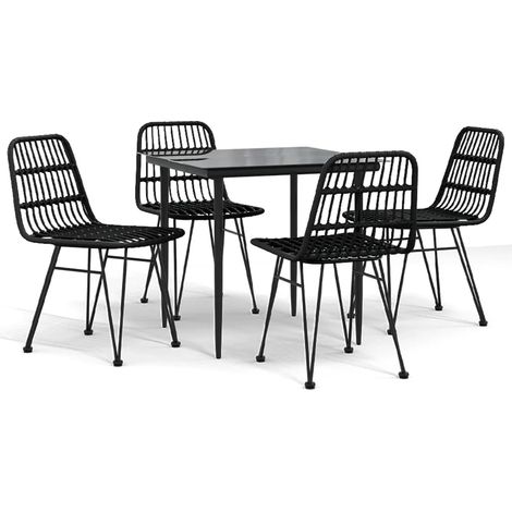 Maison Exclusive - Set da Pranzo da Giardino 5 pz Nero in Polyrattan (1/5)