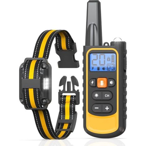 Collare per addestramento cani ricaricabile, portata 3000 m, con modalità vibrazione, suono, scossa statica e luce, resistente all'acqua IPX67, adatto a cani di piccola e media taglia. (1/5)