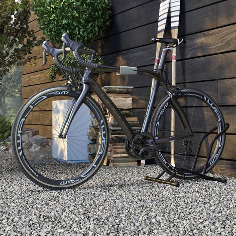 Porte-vélos acier stationnement sol intérieur/extérieur, 59x41x38 cm noir, support stable et sécurisé pour garer (1/5)