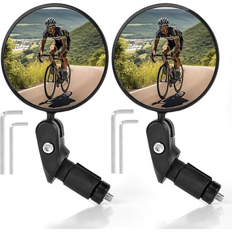 Rétroviseur de vélo, rétroviseur de vélo en verre haute définition, lentille convexe, convient aux guidons de 18 à 22 mm, rotation à 360°, convient aux vélos, VTT, etc. (1/4)