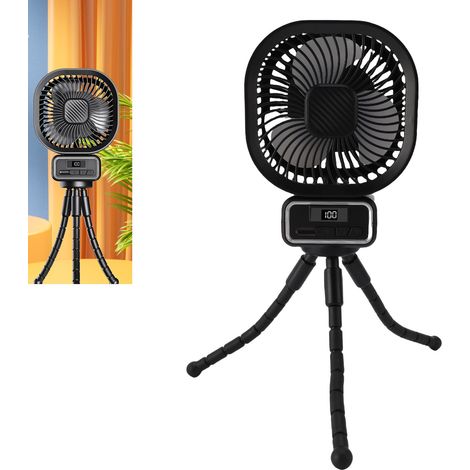 Tragbarer, oszillierender Kinderwagenventilator 3 Geschwindigkeitsstufen Flexibel Nachtlicht Abnehmbarer Ständer 5000-mAh-Akku (1/5)